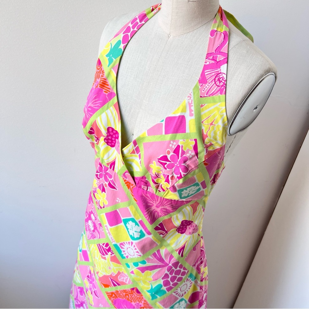 Vintage Lilly Halter Dress multi bright color size 4 - Picture 4 of 13